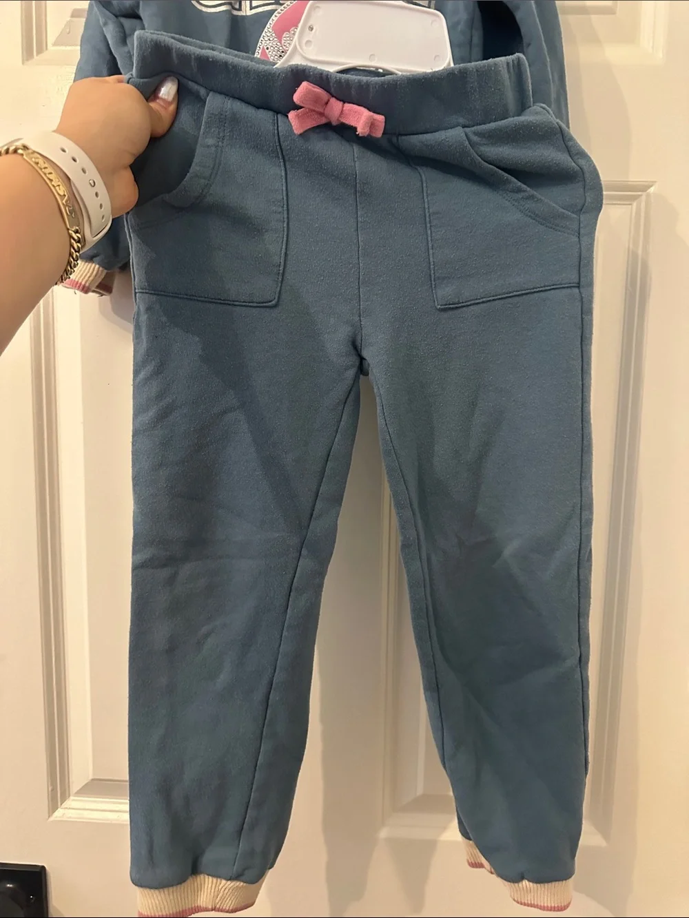 Derek Heart Blue Sweatpants with Pink Drawstring